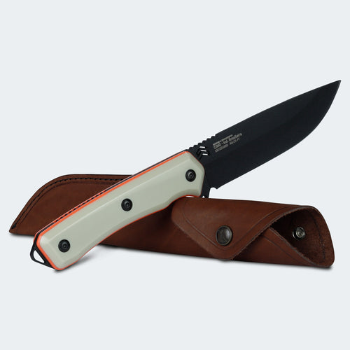 Cimo Ax Borba Carbon 5” Black Rigiflex Coyote Handle Knife with Sheath - 4041/5 RFCO-PT