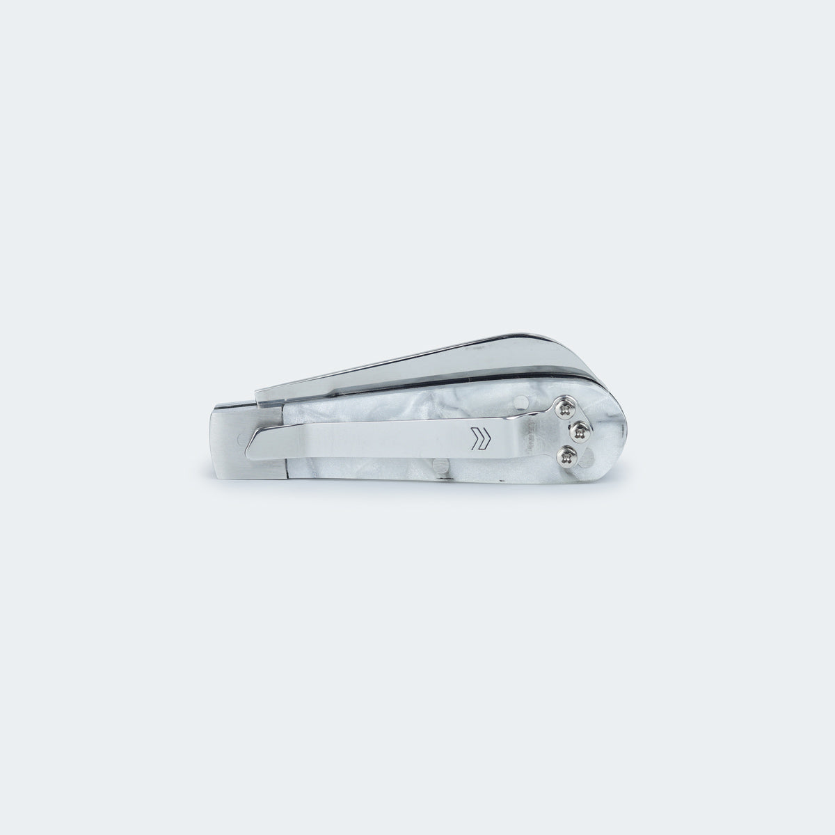 Cimo Stainless Steel White Acrylic Handle Penknife with Clip - 20/3 BC CLIP