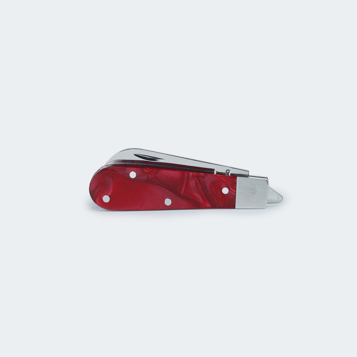 Cimo Stainless Steel Red Acrylic Handle Penknife with Clip - 20/3 VM CLIP