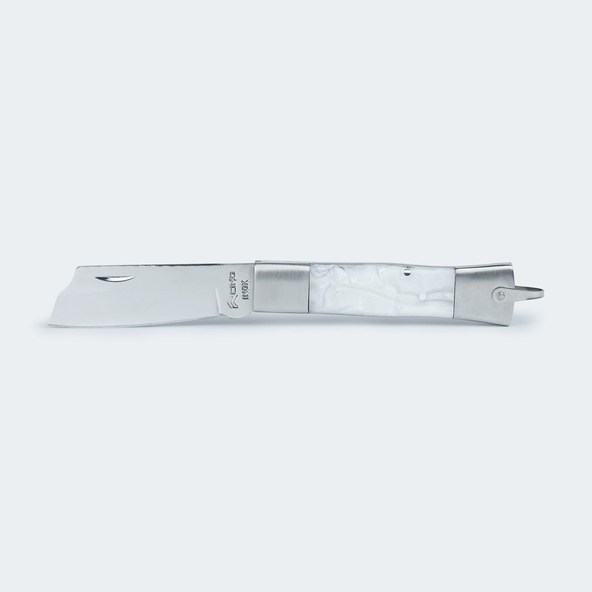Cimo Stainless Steel Knife with Stainless Steel and White Acrylic Handle - 320/7 I BC