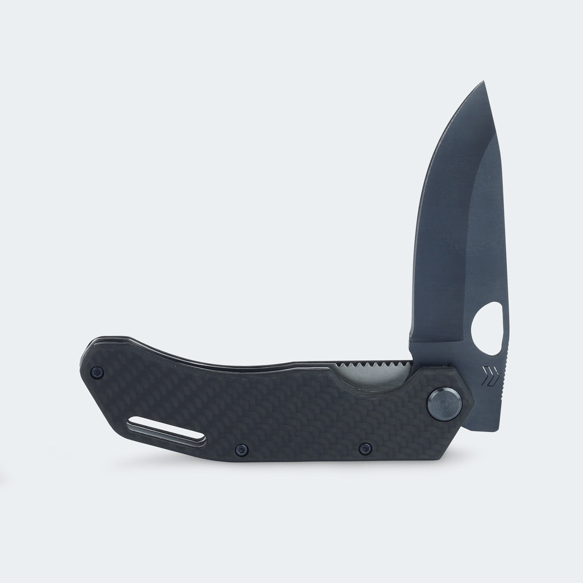 Cimo Eclipse Black Titanium Pocket Knife with Carbon Fiber Handle and Clip - EC85-BTI