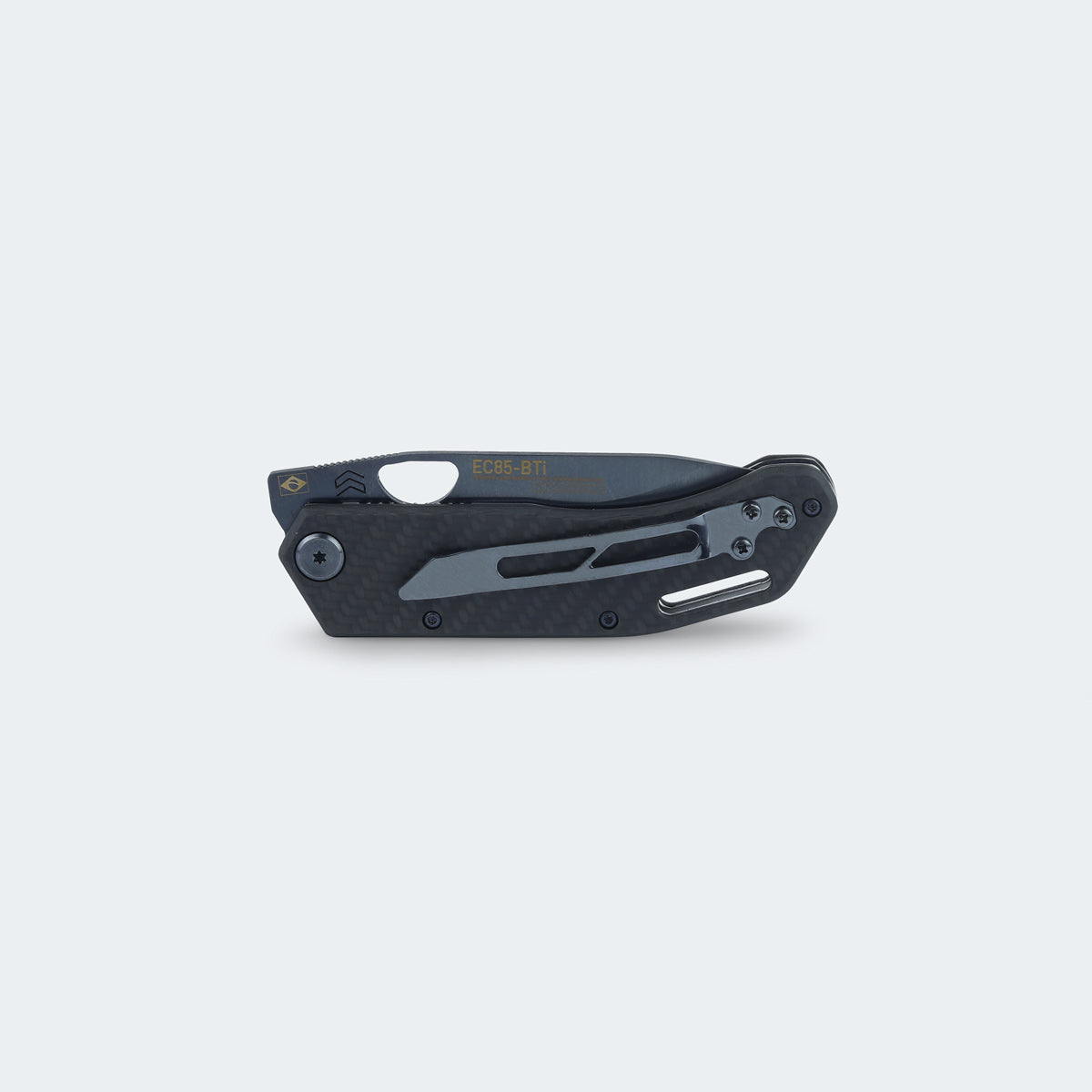 Cimo Eclipse Black Titanium Pocket Knife with Carbon Fiber Handle and Clip - EC85-BTI