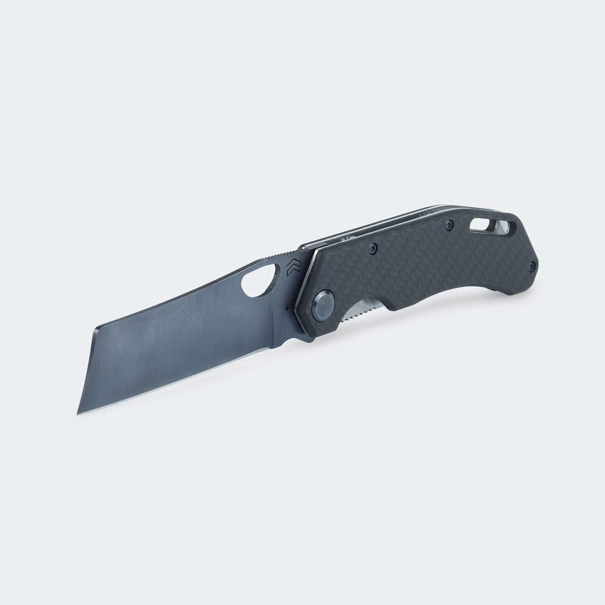 Cimo Eclipse Cleaver Black Titanium Pocket Knife with Carbon Fiber Handle and Clip – EC85C-BTI