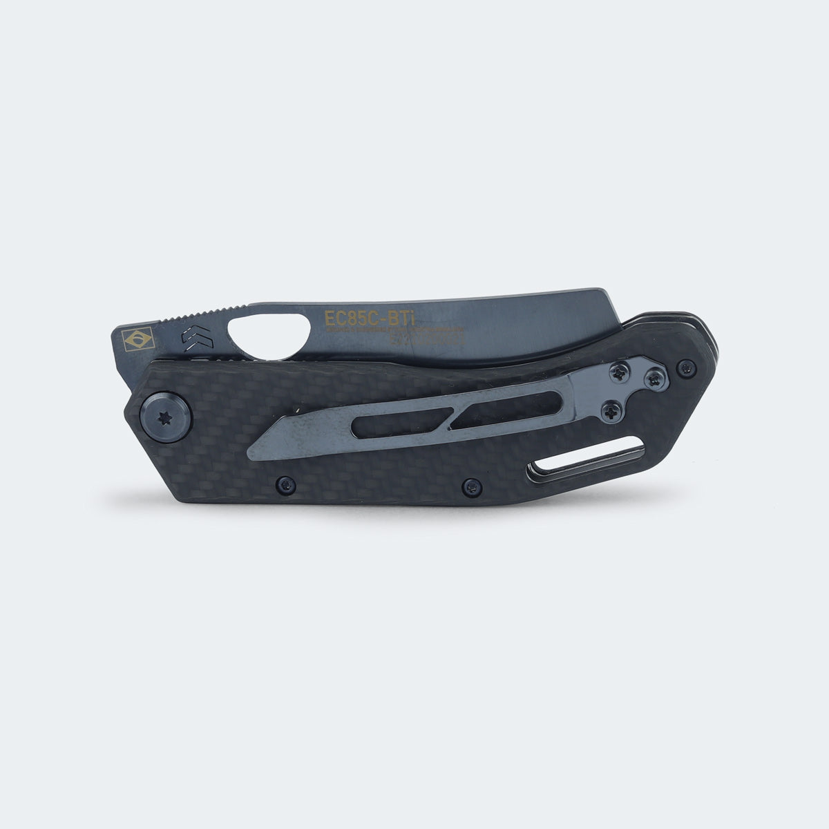 Cimo Eclipse Cleaver Black Titanium Pocket Knife with Carbon Fiber Handle and Clip – EC85C-BTI