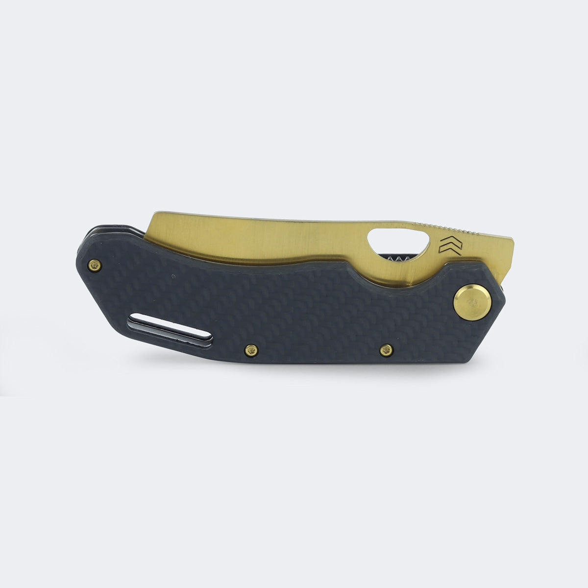 Cimo Eclipse Cleaver Gold Titanium Carbon Fiber Pocket Knife with Clip - EC85C-GTI