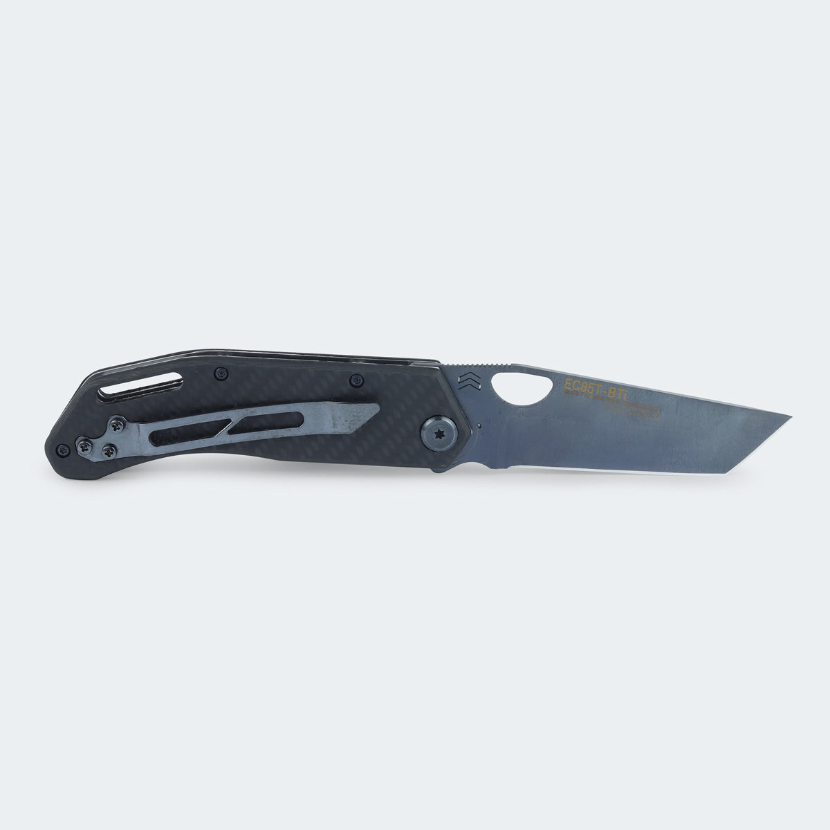 Cimo Eclipse Tanto Black Titanium Pocket Knife Carbon Fiber Handle with Clip – EC85T-BTI