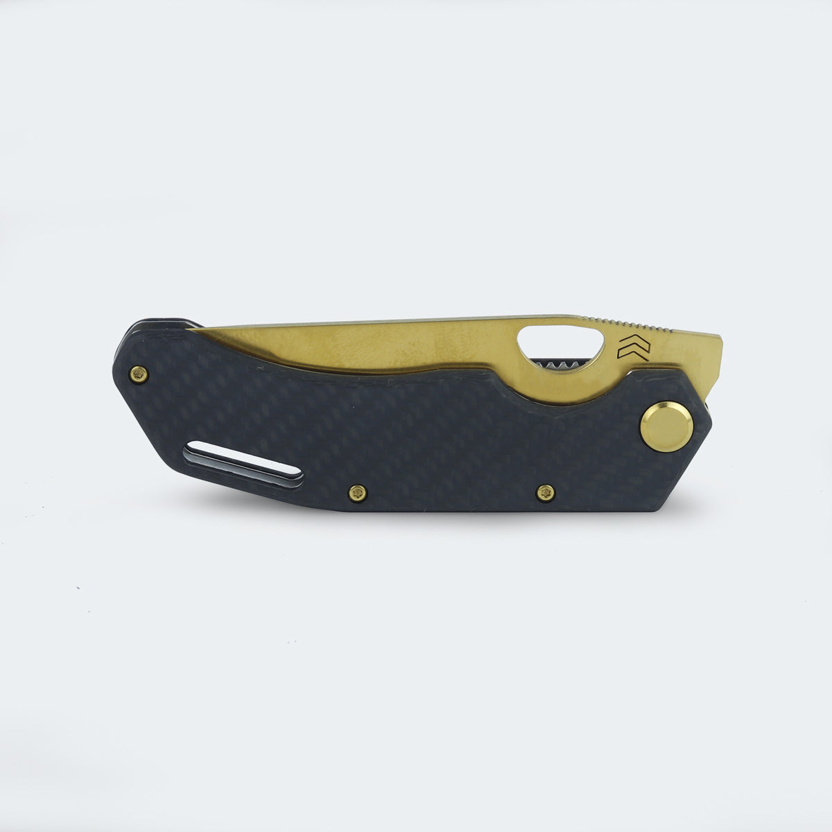 Cimo Eclipse Tanto Gold Titanium Carbon Fiber Pocket Knife with Clip - EC85T-GTI