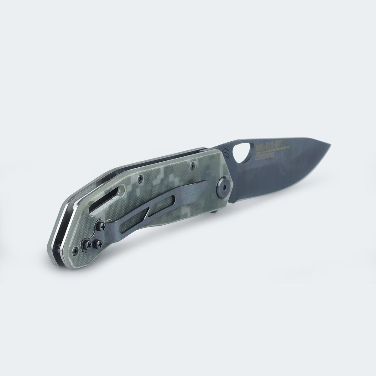 Cimo Komodo Black Titanium G10 Handle Folding Knife with Clip - K85-G10-BTI