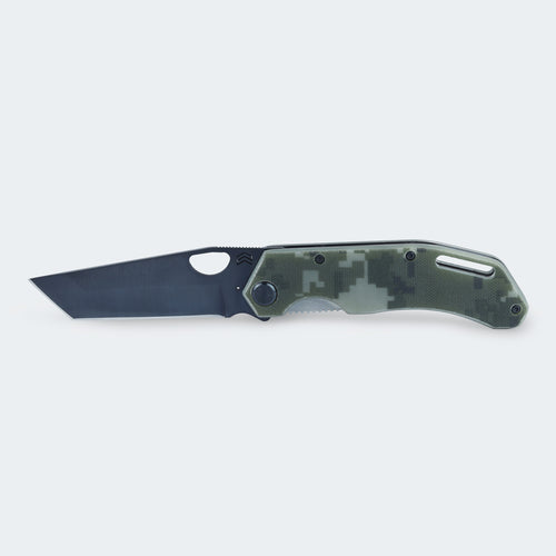 Cimo Komodo Tanto Black Titanium Knife with G10 Handle and Clip - K85T-G10-BTI