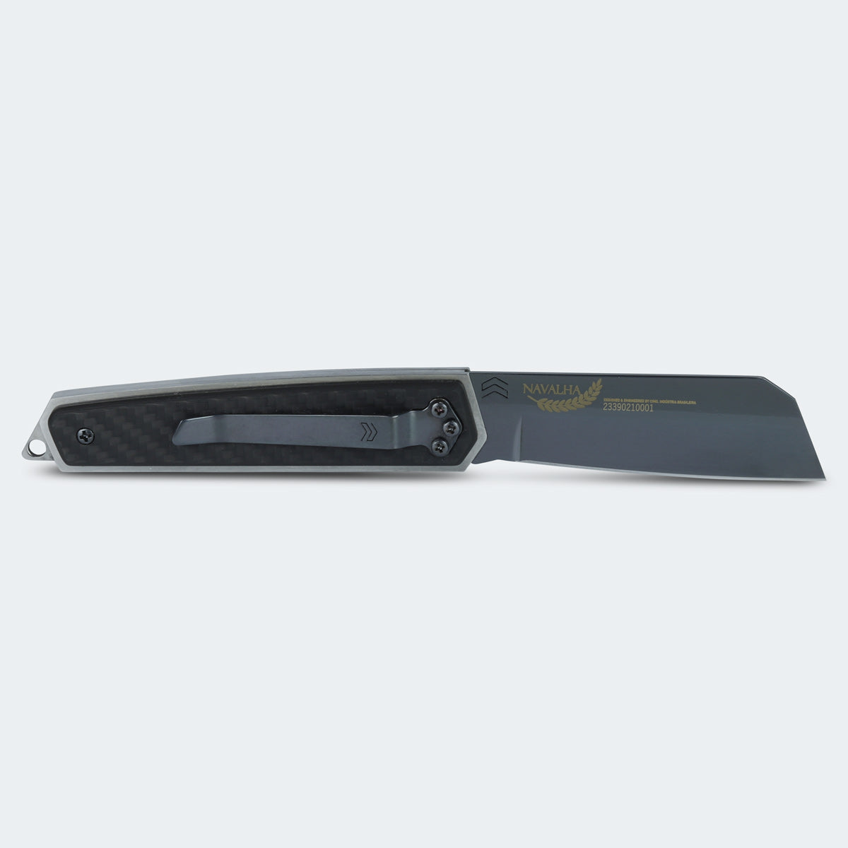 Cimo Razor Black Titanium Carbon Fiber Handle Pocket Knife with Clip - NV59CLIP-FC-BTI