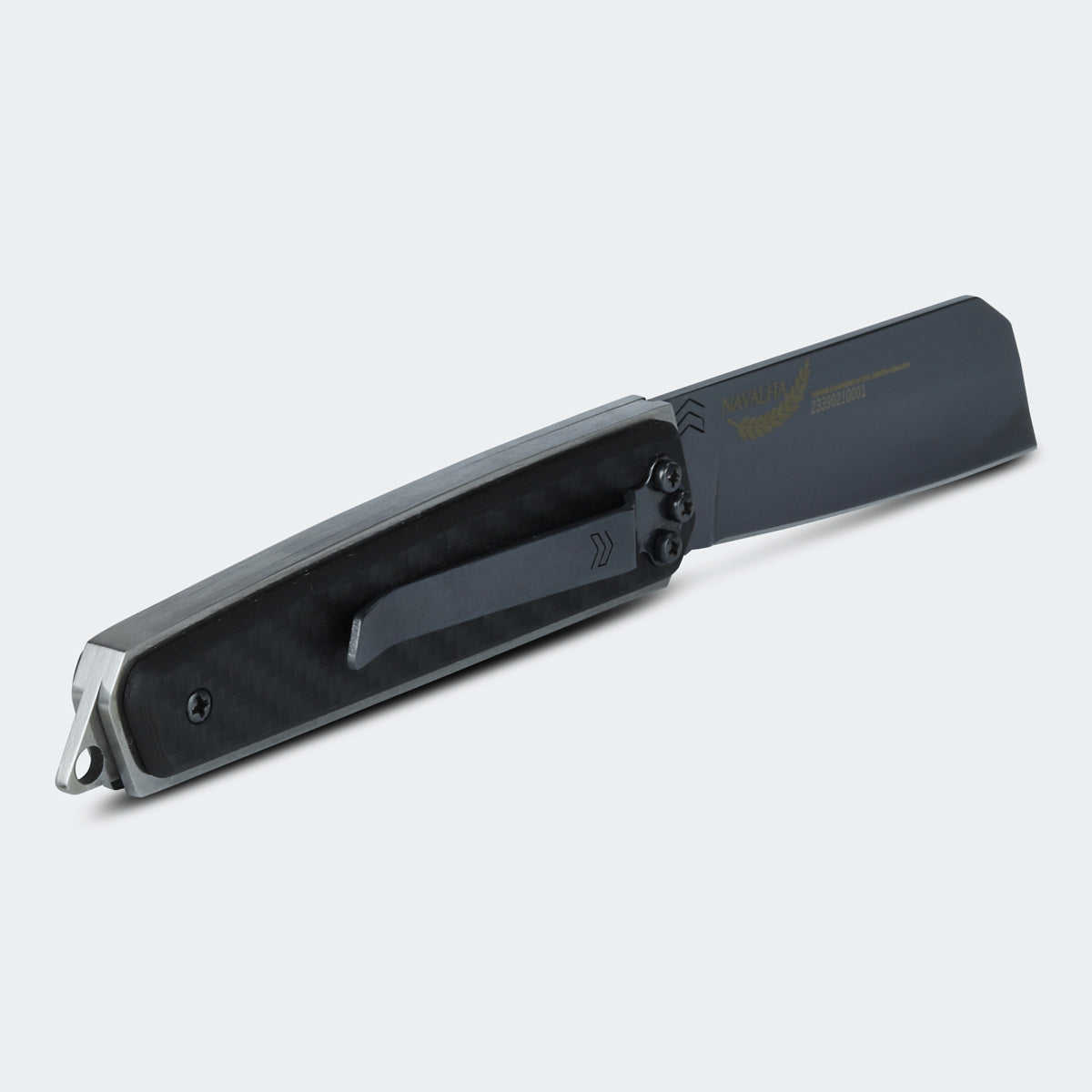 Cimo Razor Black Titanium Carbon Fiber Handle Pocket Knife with Clip - NV59CLIP-FC-BTI