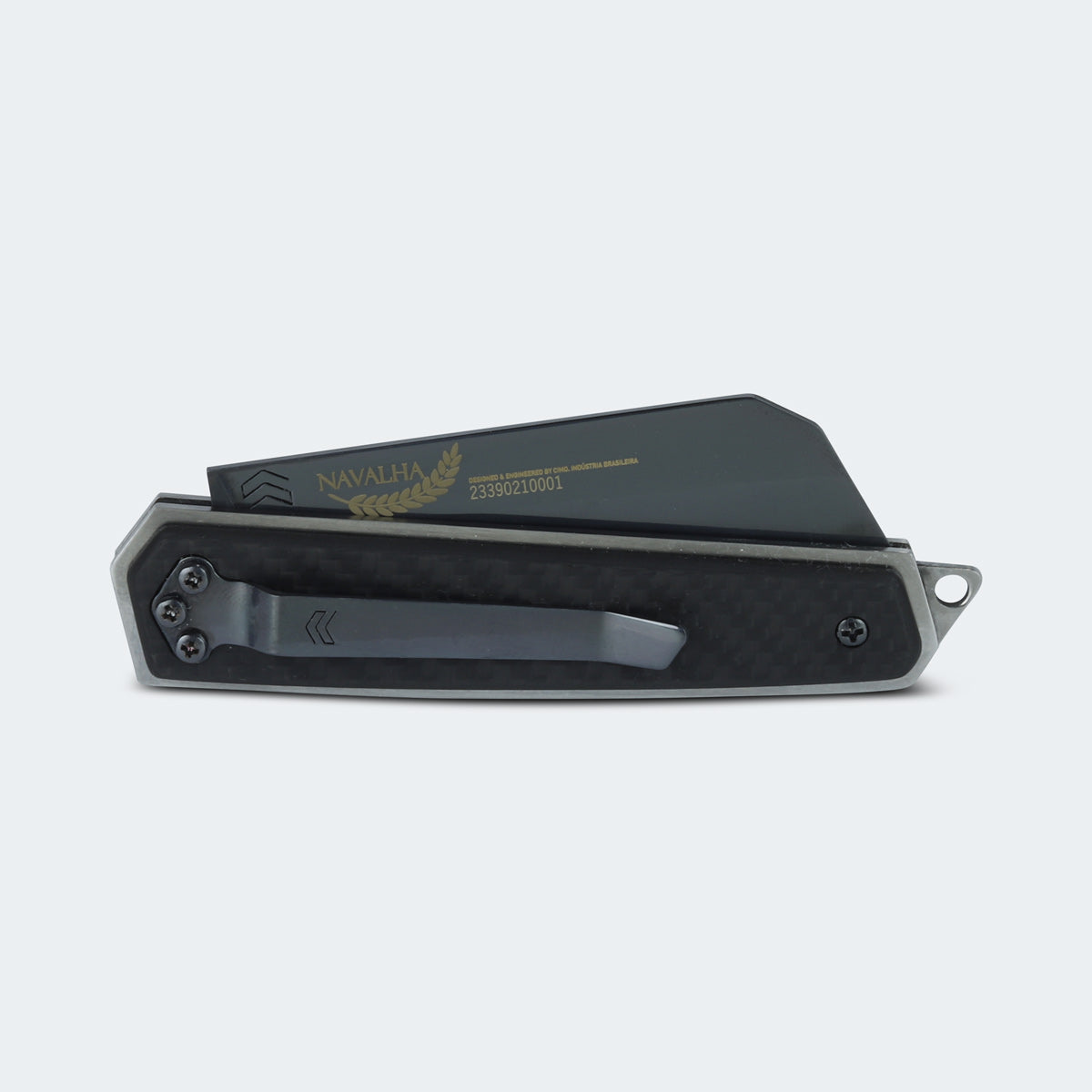 Cimo Razor Black Titanium Carbon Fiber Handle Pocket Knife with Clip - NV59CLIP-FC-BTI